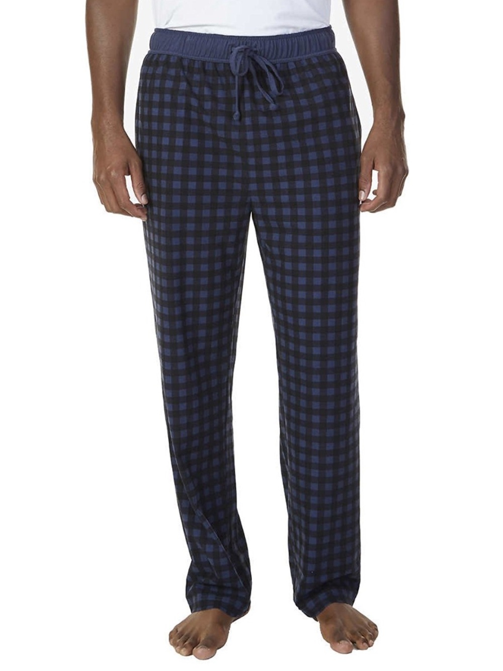 NAUTICA Mens Cozy Fleece Pajama Pants Blue Black Buffalo Check M Medium NWOT $45